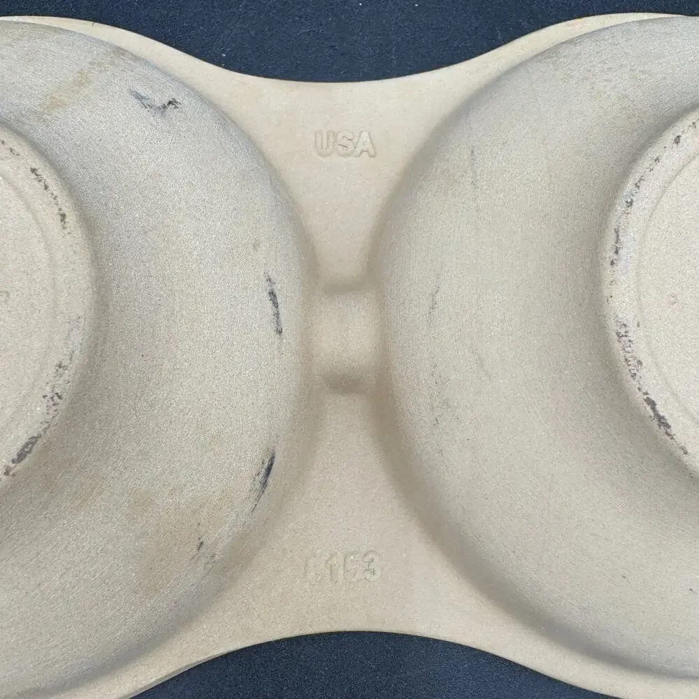 Pampered Chef Egg Cooker Cake Pan Stoneware Double Bowl Baker 5153